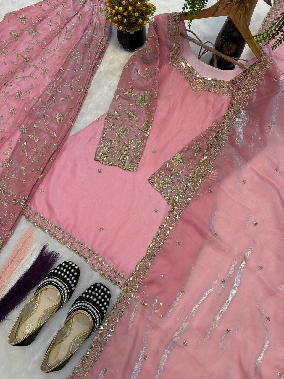 Blush Pink Scalloped Couture Ensemble